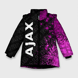 Куртка зимняя для девочки Ajax pro football: по-вертикали, цвет: 3D-черный