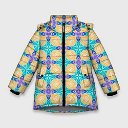 Куртка зимняя для девочки Мозаика лепестки, цвет: 3D-светло-серый