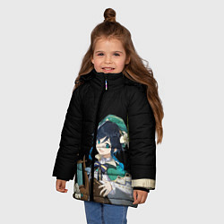 Куртка зимняя для девочки Венти : Анемо архонт - Геншин, цвет: 3D-красный — фото 2