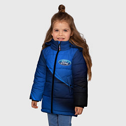 Куртка зимняя для девочки Ford - синяя абстракция, цвет: 3D-светло-серый — фото 2