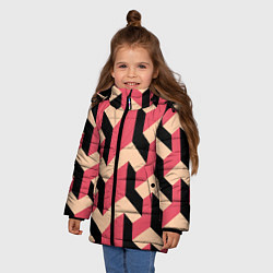 Куртка зимняя для девочки Объемный геометрический узор geometry, цвет: 3D-светло-серый — фото 2