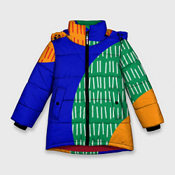 Куртка зимняя для девочки Геометрические фигуры - абстракция, цвет: 3D-красный