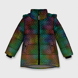 Куртка зимняя для девочки Неоновый сетчатый узор, цвет: 3D-светло-серый