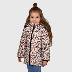 Куртка зимняя для девочки Коричневый с бежевым леопардовый узор, цвет: 3D-светло-серый — фото 2