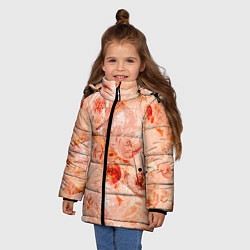 Куртка зимняя для девочки Гранжевый цветочный узор, коралловый фон, цвет: 3D-светло-серый — фото 2
