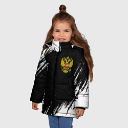 Куртка зимняя для девочки Бизнесмен из России и герб РФ: надпись, символ, цвет: 3D-черный — фото 2