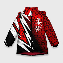Куртка зимняя для девочки Джиу - Джитсу : Красная броня, цвет: 3D-красный