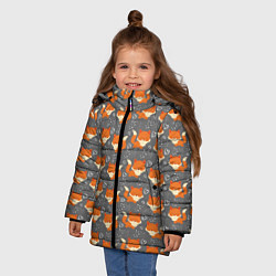 Куртка зимняя для девочки Веселые лисички, цвет: 3D-светло-серый — фото 2