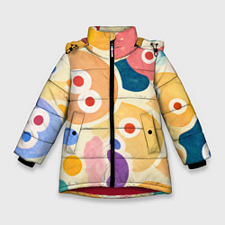Куртка зимняя для девочки Глазастики, забавный рисунок, цвет: 3D-красный