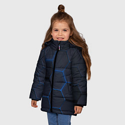 Куртка зимняя для девочки Неоновая броня голубая, цвет: 3D-светло-серый — фото 2