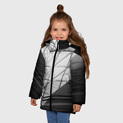 Куртка зимняя для девочки Абстрактные тени и геометрические фигуры, цвет: 3D-черный — фото 2