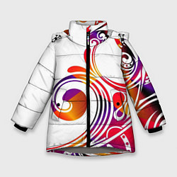 Куртка зимняя для девочки Узор на белом фоне, цвет: 3D-светло-серый