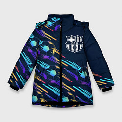 Куртка зимняя для девочки Barcelona градиентные мячи, цвет: 3D-черный
