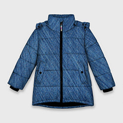 Куртка зимняя для девочки Деним - джинсовая ткань текстура, цвет: 3D-черный