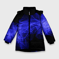Куртка зимняя для девочки Синяя звуковая волна, цвет: 3D-черный
