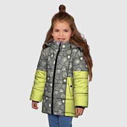 Куртка зимняя для девочки Абстрактный узор с неоновыми вставками, цвет: 3D-красный — фото 2