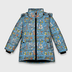 Куртка зимняя для девочки Стили музыки, цвет: 3D-черный
