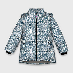 Куртка зимняя для девочки Монстрики с антенками, цвет: 3D-светло-серый