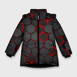 Куртка зимняя для девочки Под чешуей дракона, цвет: 3D-черный