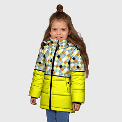 Куртка зимняя для девочки Желтый неоновый комбинированный узор, цвет: 3D-красный — фото 2