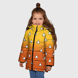 Куртка зимняя для девочки Оранжевое кимоно с треугольниками - Зеницу клинок, цвет: 3D-светло-серый — фото 2
