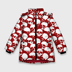 Куртка зимняя для девочки Череп и кровь, цвет: 3D-красный