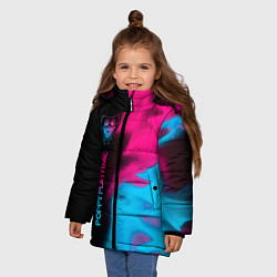 Куртка зимняя для девочки Poppy Playtime - neon gradient: по-вертикали, цвет: 3D-черный — фото 2