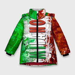 Куртка зимняя для девочки Флаг Италии - кляксы, цвет: 3D-красный