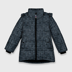 Зимняя куртка для девочки Черно-синий текстурированный в елочку, под джинсу