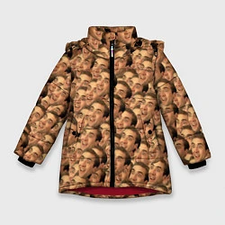 Куртка зимняя для девочки Николас Кейдж мем, цвет: 3D-красный
