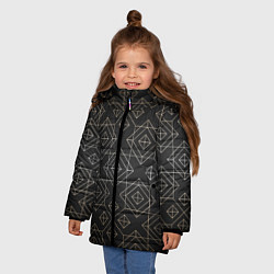 Куртка зимняя для девочки Black gold- Ромбы, цвет: 3D-светло-серый — фото 2