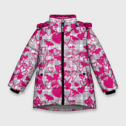 Зимняя куртка для девочки Розовые черепа паттерн