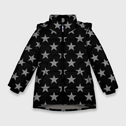 Куртка зимняя для девочки Звездный фон черный, цвет: 3D-светло-серый