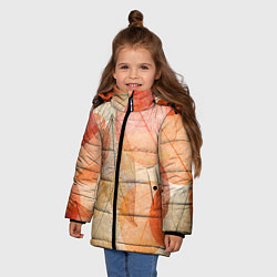 Куртка зимняя для девочки Осенние прозрачные листья, цвет: 3D-красный — фото 2