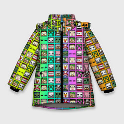 Куртка зимняя для девочки Minecraft characters neon, цвет: 3D-светло-серый