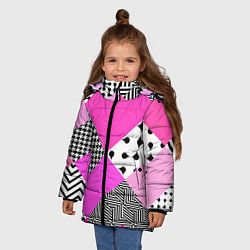 Куртка зимняя для девочки Розовые стрелки и паттерн, цвет: 3D-светло-серый — фото 2
