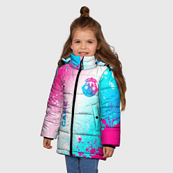 Куртка зимняя для девочки Tomodachi Game neon gradient style: надпись, симво, цвет: 3D-черный — фото 2