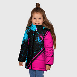 Куртка зимняя для девочки Chelsea - neon gradient: надпись, символ, цвет: 3D-черный — фото 2