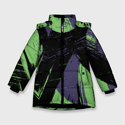 Куртка зимняя для девочки Цветные Абстрактные Линии, цвет: 3D-черный