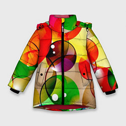 Куртка зимняя для девочки Большие мыльные пузыри, цвет: 3D-красный
