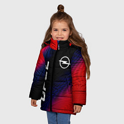 Куртка зимняя для девочки Opel красный карбон, цвет: 3D-черный — фото 2