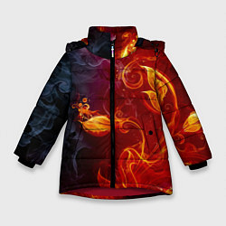 Куртка зимняя для девочки Огненный цветок с дымом, цвет: 3D-красный