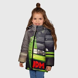 Куртка зимняя для девочки JDM машина зеленая тюнингованная, цвет: 3D-черный — фото 2