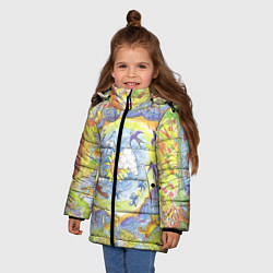 Куртка зимняя для девочки Жизнь суслика рисунок карандашами, цвет: 3D-светло-серый — фото 2