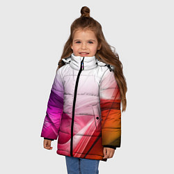 Куртка зимняя для девочки Кремовый дизайн, цвет: 3D-красный — фото 2