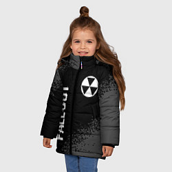 Куртка зимняя для девочки Fallout glitch на темном фоне: надпись, символ, цвет: 3D-черный — фото 2