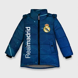 Куртка зимняя для девочки Real madrid голубая абстракция, цвет: 3D-светло-серый