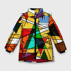 Куртка зимняя для девочки Грубый абстрактный фон, цвет: 3D-красный