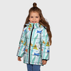 Куртка зимняя для девочки Детский рисунок рыбки акварель, цвет: 3D-черный — фото 2