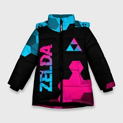 Куртка зимняя для девочки Zelda - neon gradient: надпись, символ, цвет: 3D-черный